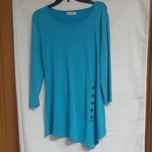 M. Rena Teal Button-Accent Tunic